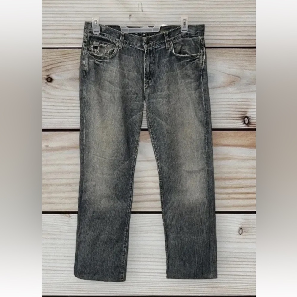 Men’s 7 For All Mankind Size 34 Bootcut Dark Wash Denim Blue Jeans Made‎ in USA